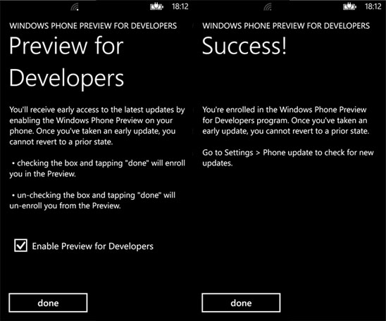 Скачать Preview for Developers или обновление Windows Phone